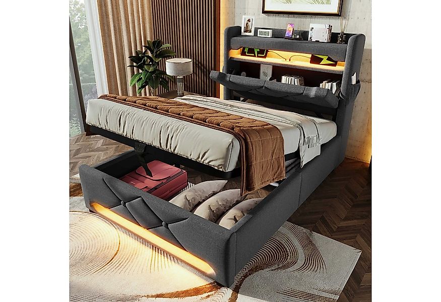 BlingBin Polsterbett Boxspringbett Stauraumbett (1-tlg., Einzelbett 90×200, günstig online kaufen