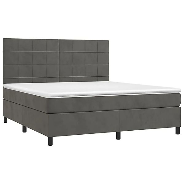 vidaXL Boxspringbett mit Matratze & LED Dunkelgrau 180x200 cm Samt 3136138 günstig online kaufen