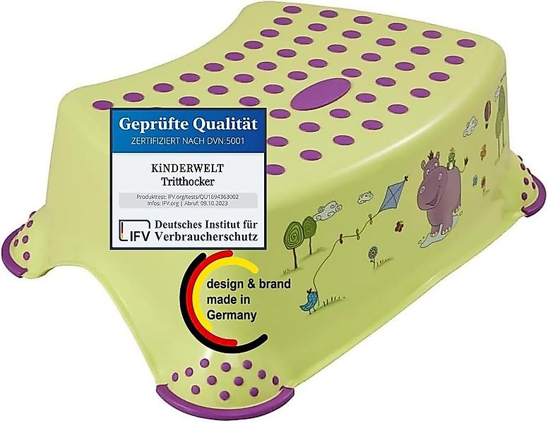 KiNDERWELT Tritthocker Premium Tritthocker Hippo grün stabiler Hocker für K günstig online kaufen