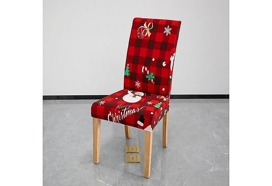 Qelus Stuhlhusse Stretch Stuhlhusse Weihnachtsmann Druck Stuhlhussen 2/4er günstig online kaufen