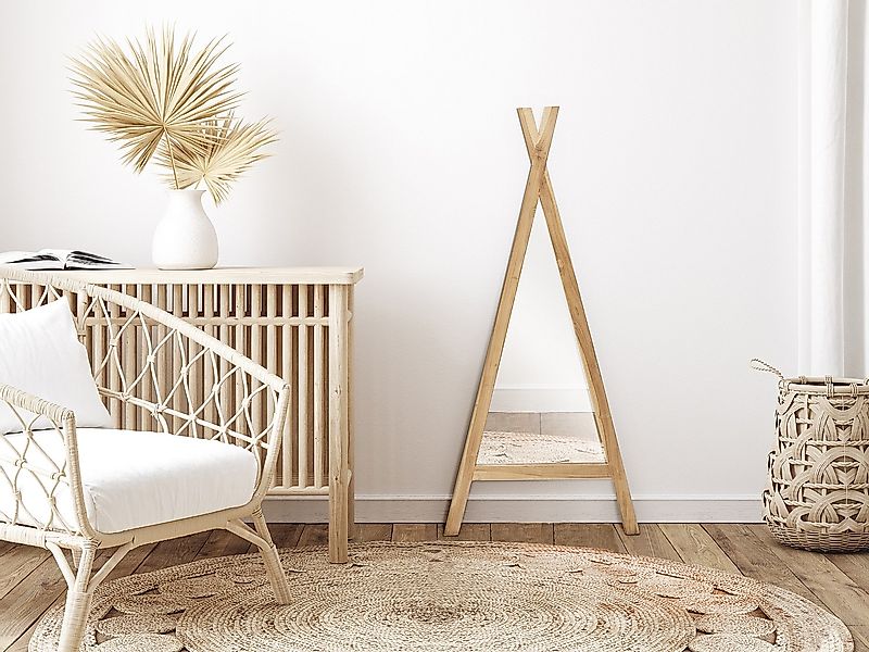 Kinderspiegel Tipi - 55 x 120 cm - Mindi-Holz - Naturfarben - BATAM günstig online kaufen