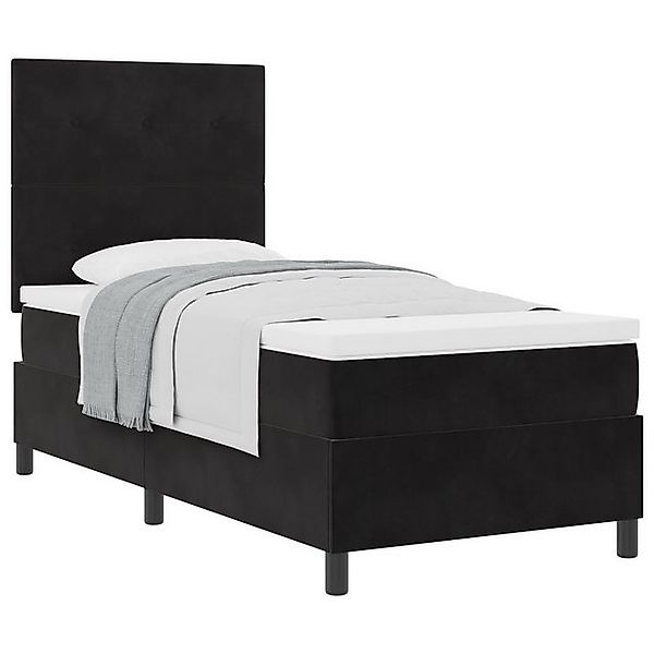 vidaXL Bett Boxspringbett mit Matratze Schwarz Einzelvelours (1-tlg) günstig online kaufen