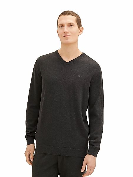 TOM TAILOR V-Ausschnitt-Pullover, mit kleiner Logo-Stickerei günstig online kaufen