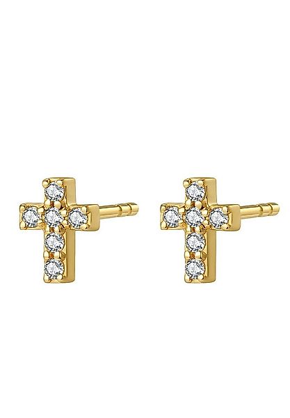 Dear Me Paar Ohrstecker Damen 585 Echtgold Kreuz mit Zirkonia, Klassische 1 günstig online kaufen