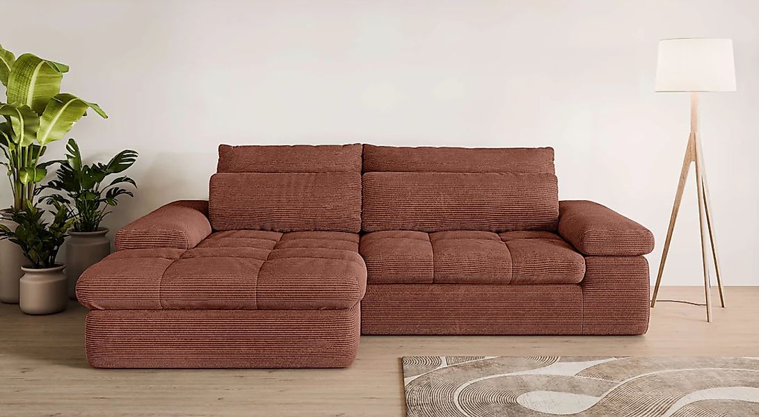 Home affaire Ecksofa "ALVERIE mit Recamiere, moderne Steppung, Maße: B/T/H günstig online kaufen