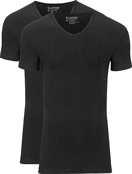 Slater 2er-Pack Stretch V-Ausschnitt T-shirt Schwarz - Größe XXL günstig online kaufen