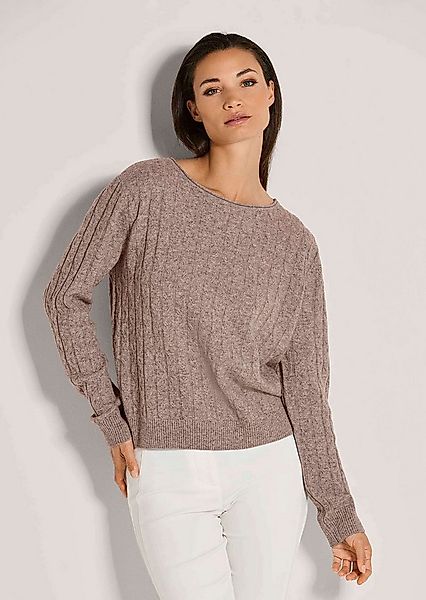 MADELEINE Strickpullover Eleganter Wollpullover mit Zopfmuster Rippstrickpu günstig online kaufen