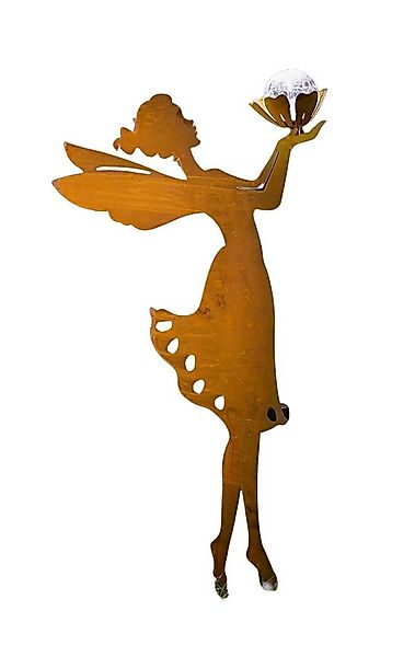 Dekoleidenschaft Gartenstecker "Fee" aus Metall in Rostoptik mit Glaskugel günstig online kaufen