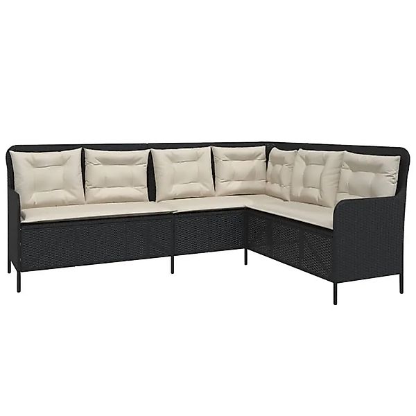 vidaXL Gartensofa in L-Form mit Kissen Schwarz Poly Rattan 369000 günstig online kaufen
