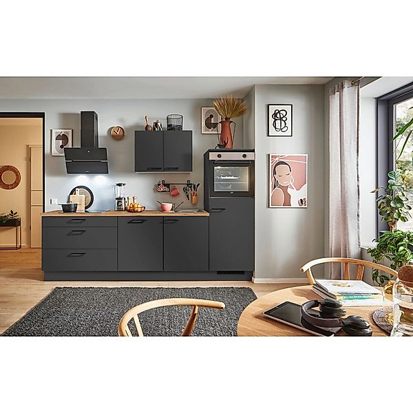 pino Küchenzeile 250 cm Grafit Anschlag rechts 1 Geräteschrank günstig online kaufen