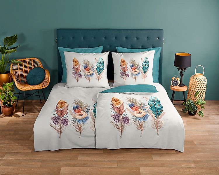 good morning Wendebettwäsche "Via" 2 Stk. tlg. 100% Baumwolle, 135x200, Rei günstig online kaufen