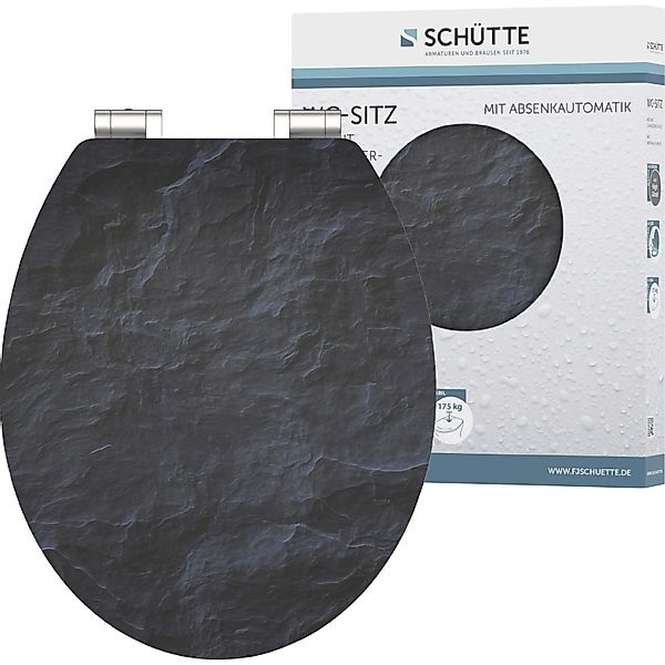 Schütte WC-Sitz »BLACK STONE«, High Gloss mit MDF Holzkern, mit Absenkautom günstig online kaufen