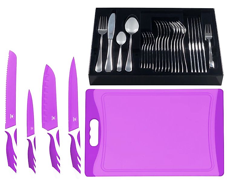 KING Besteck-Set ""BAS" inkl. Etui, 4 Küchenmesser und 1 Schneidebrett" günstig online kaufen