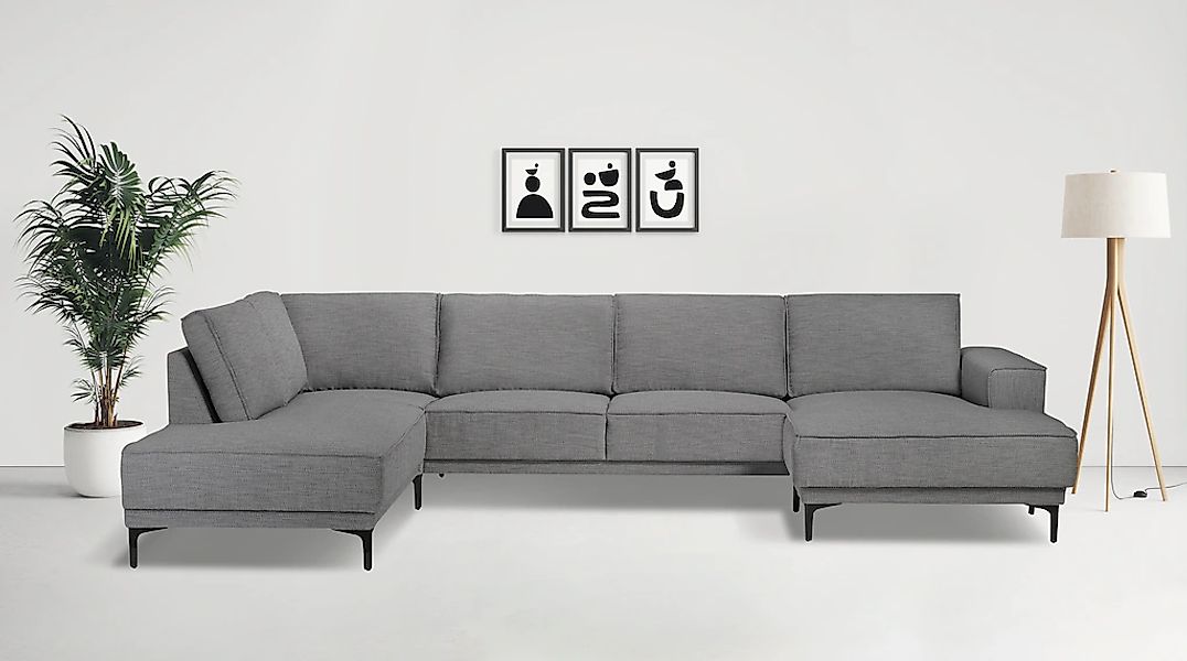Places of Style Wohnlandschaft "XXL Sofa Oland, Struktur, Flachgewebe, Luxu günstig online kaufen