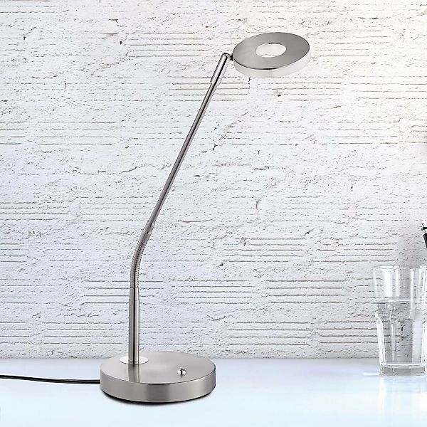 LED-Tischlampe Dent, nickel/chrom, 60 cm, Metall, CCT 1-flg. günstig online kaufen