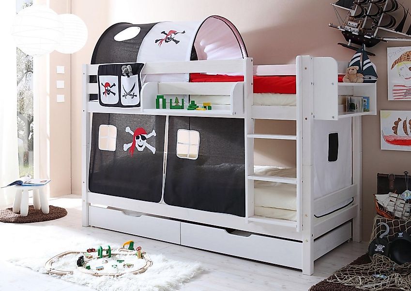 Ticaa Etagenbett "Marcel", mit Rollrost und Textil-Set, Kiefer günstig online kaufen