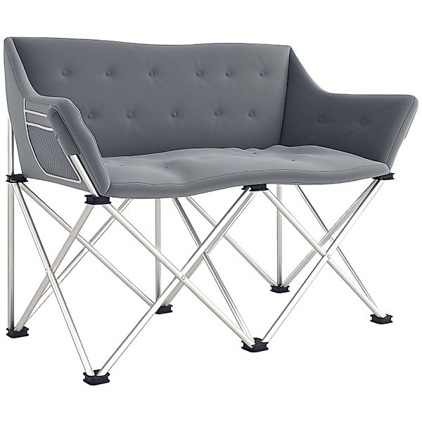 Outsunny Campingstuhl Metall Oxfordstoff Grau 120L x 57B x 95H cm günstig online kaufen