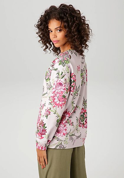 Aniston CASUAL Sweatshirt, im extravaganten Blumendruck mit Folienprint günstig online kaufen