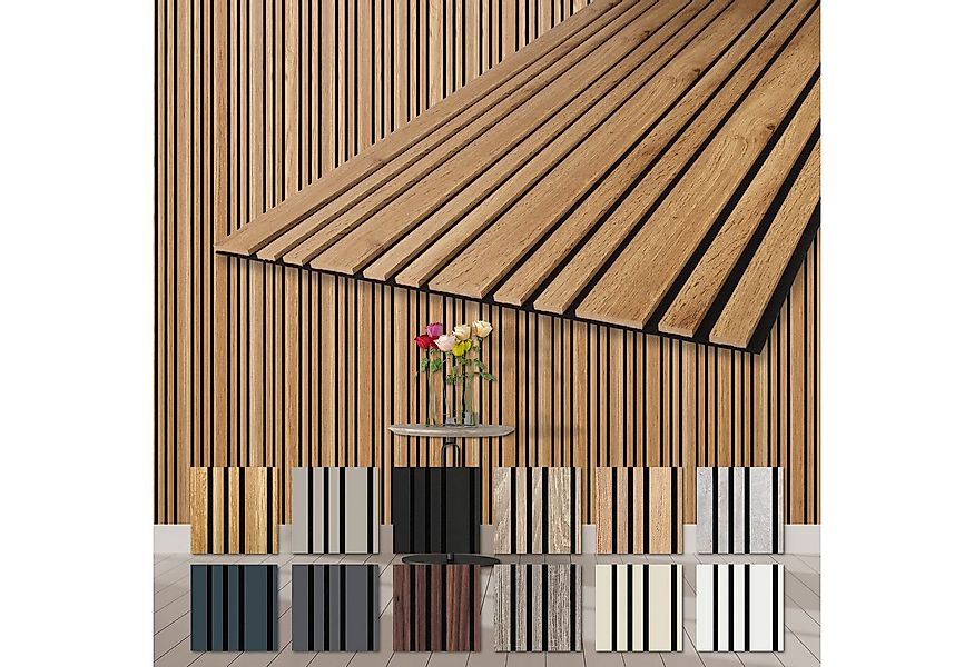 Hexim Wandpaneel, (Akustikpaneele 6 Stück 278x60cm Holz Mila - flexible Hol günstig online kaufen