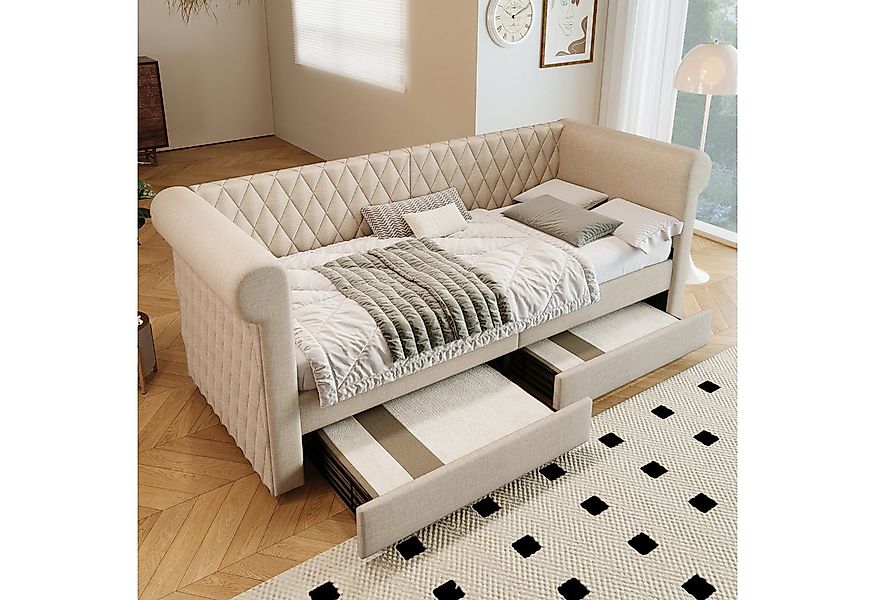 HAUSS SPOLE Daybett 90x200 cm Vintage Kopfteil mit 2 Schubladen,Lattenrost günstig online kaufen