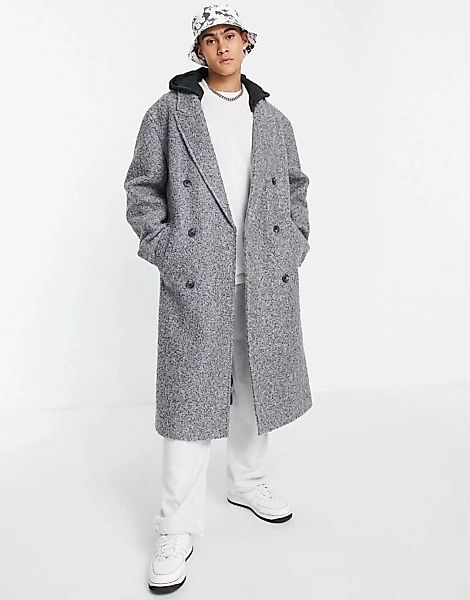 ASOS DESIGN – Mantel mit Woll-Optik in Grau günstig online kaufen