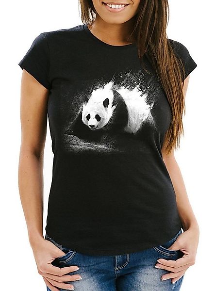 MoonWorks Print-Shirt Damen T-Shirt Panda Splash Slim Fit mit Print günstig online kaufen