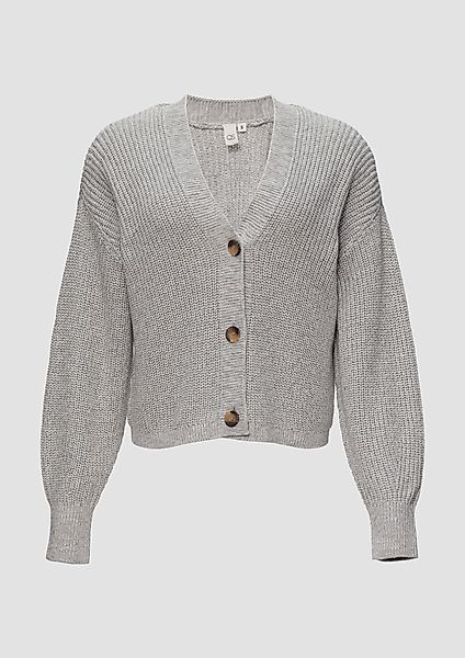 QS Funktionsjacke Strickjacke aus Baumwollmix Rippblende günstig online kaufen