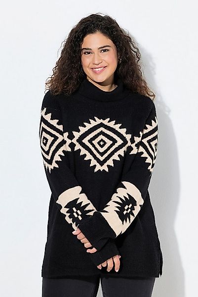 Ulla Popken Rollkragenpullover Pullover Strickmuster Rollkragen Raglan-Lang günstig online kaufen