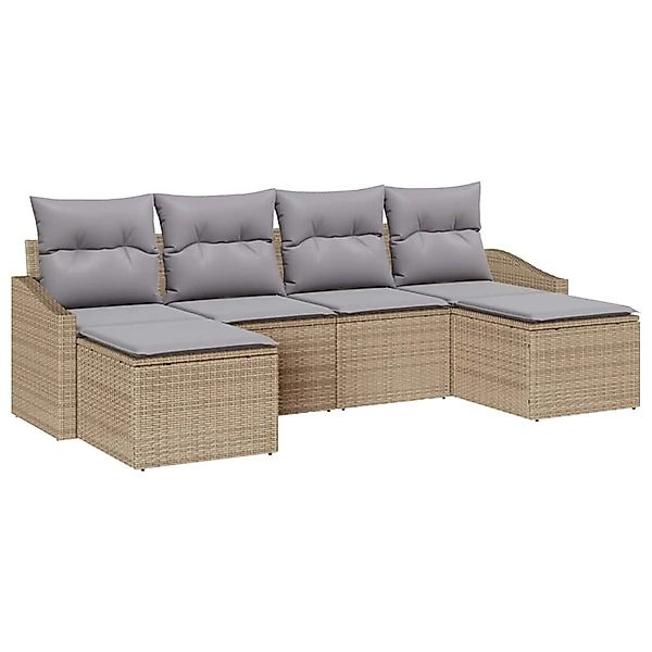 vidaXL Garten-Sofa-Set 6-Tlg Beige Poly Rattan 3346830 günstig online kaufen