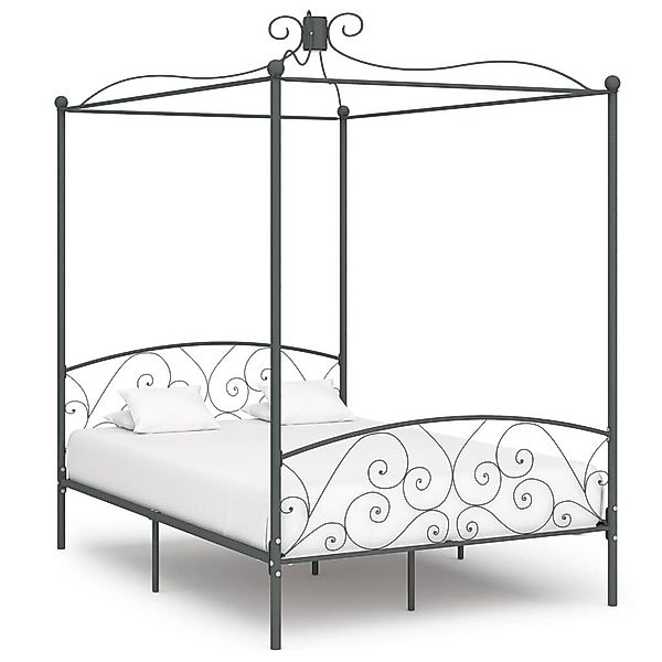 furnicato Bettgestell Himmelbett-Gestell Grau Metall 120 günstig online kaufen
