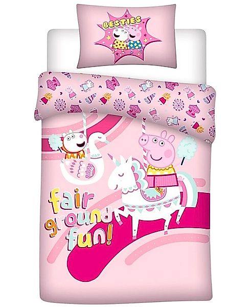 Peppa Pig Kinderbettwäsche Peppa Wutz, Baumwolle, 2 teilig, Mädchen Wendebe günstig online kaufen