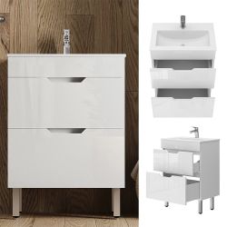 Vicco Badmöbel-Set Clayton, Weiß Hochglanz, 2 günstig online kaufen