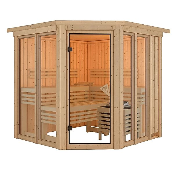 Karibu Sauna Airini mit Kranz Naturbelassen günstig online kaufen