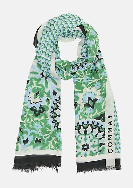 Comma Halstuch Modal-Schal mit Print, Fransen günstig online kaufen