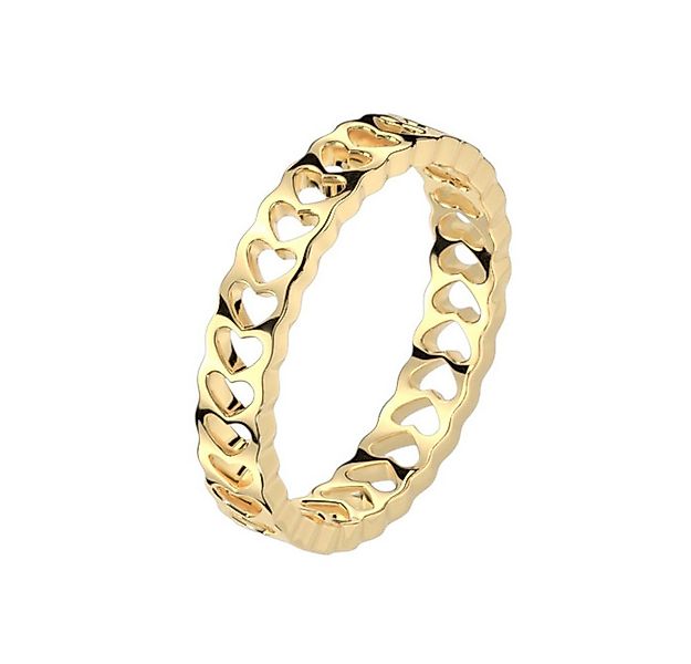 Taffstyle Fingerring Damenring kleine Herzen zeitlos filigran Gold Größe 59 günstig online kaufen