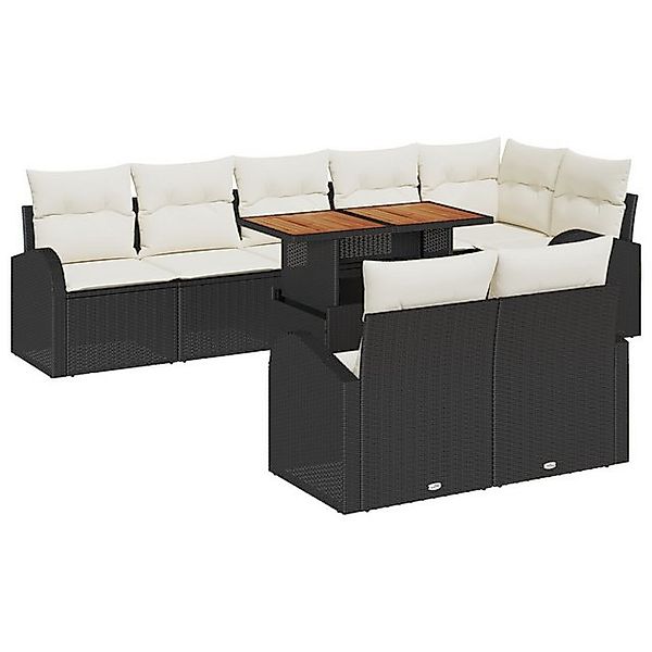 vidaXL Loungesofa 9-teiliges Garten Esszimmer Set mit Kissen Schwarz Poly R günstig online kaufen