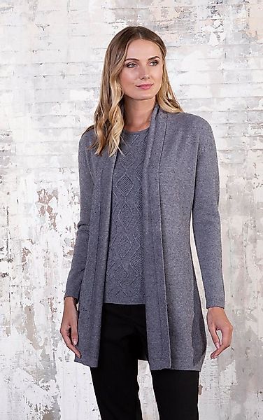 Passioni 2-in-1-Strickjacke Twinset mit Long Cardigan und Shirt im 3D-Raute günstig online kaufen