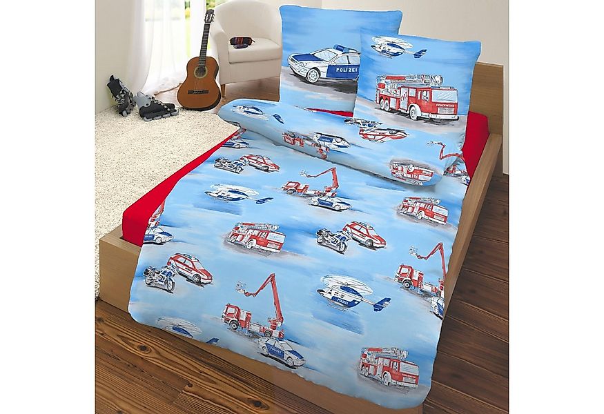 MTOnlinehandel Kinderbettwäsche Blaulicht-Helden • Polizei & Feuerwehr 135x günstig online kaufen