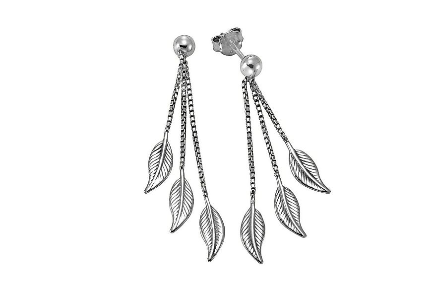 Zeeme Paar Ohrhänger Silber 925 rhodiniert 41mm lang mit Blatt-Motiv günstig online kaufen