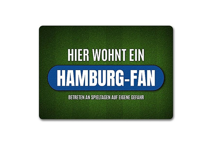 speecheese Fußmatte Hier wohnt ein Hamburg Fan Fußmatte ohne Rand mit Rasen günstig online kaufen