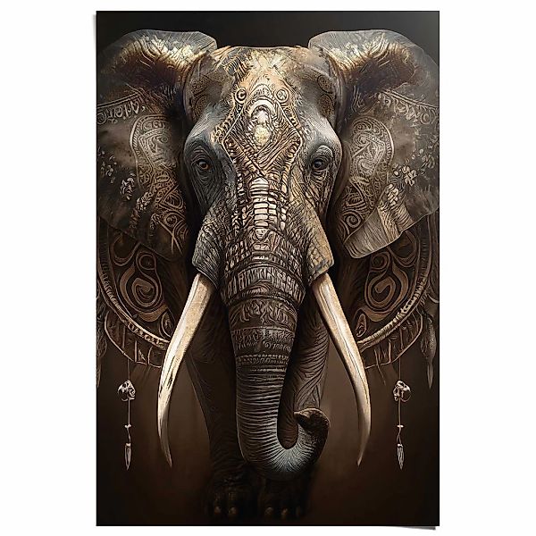 Reinders Poster "Dekorierter Elefant", Wohnzimmer - Braun - 150 gr. Papier günstig online kaufen