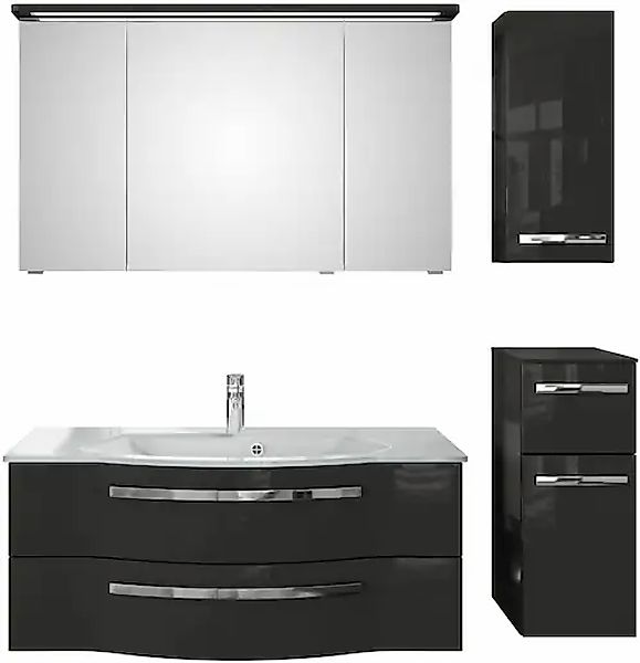 Saphir Badmöbel-Set »Serie 4005, vormontiert, Glaswaschbecken, Spiegelschra günstig online kaufen