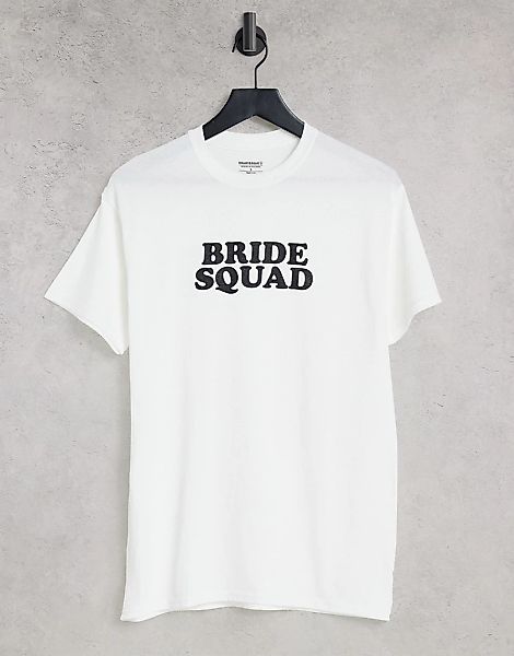 Heartbreak – T-Shirt mit „Bride Squad“-Brautschriftzug-Weiß günstig online kaufen