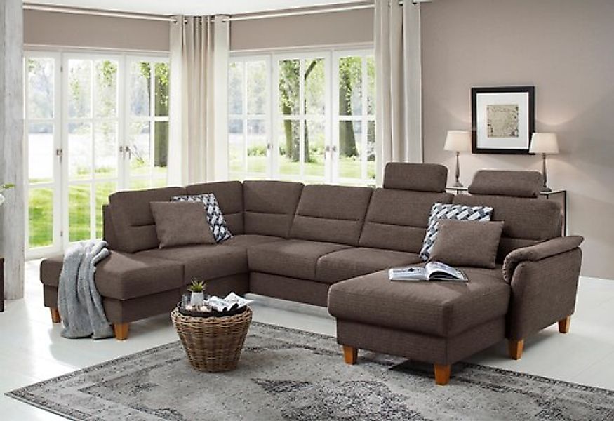 Home affaire Wohnlandschaft »Palmera U-Form, B: 308 cm« optional Bettfunkti günstig online kaufen