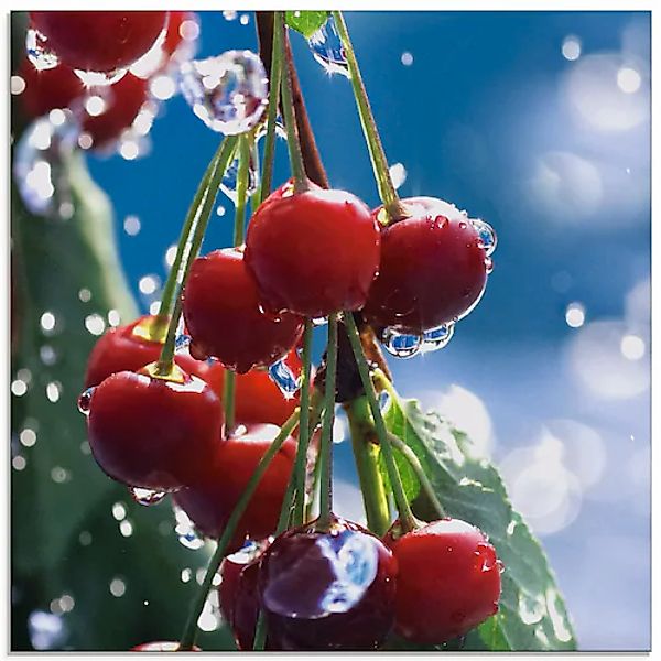 Artland Glasbild »Rote Kirschen im Sommerregen« Lebensmittel 1 Stk. tlg. in günstig online kaufen