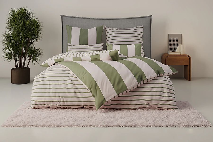 OTTO home Bettwäsche "Sari Trend" 2 tlg. tlg. moderne Bettwäsche mit Streif günstig online kaufen