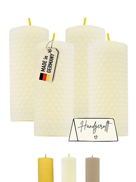 Wachsmann Bienenprodukte Bienenwachskerze handgerollt, 100 % Bienenwachs, 4 günstig online kaufen