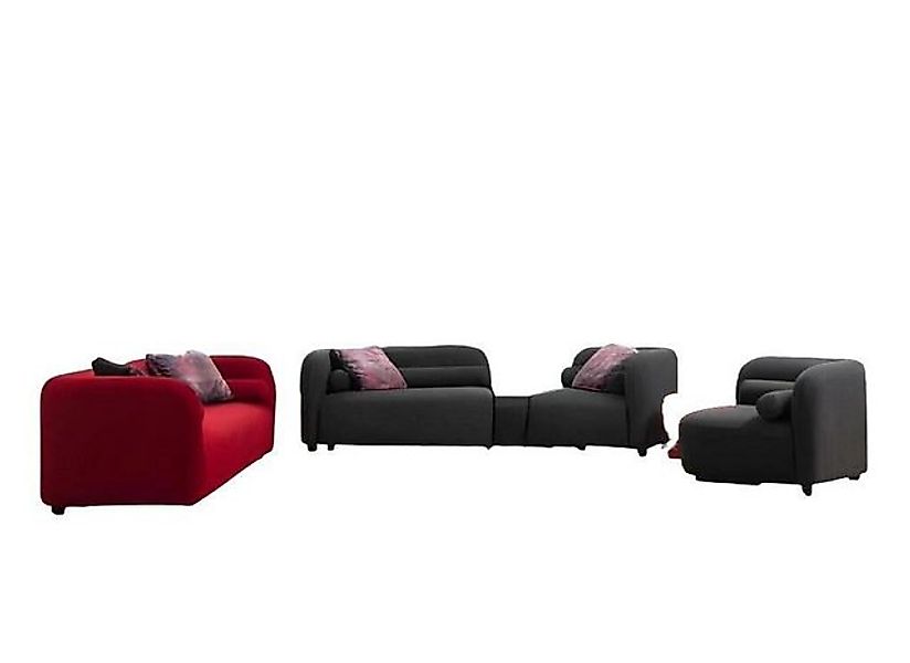 JVmoebel Sofa Schwarz-Rote Designer Wohnzimmer Sofagarnitur Designer Couche günstig online kaufen