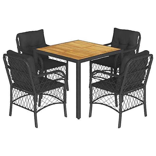 vidaXL 5-Tlg Garten-Essgruppe mit Kissen Schwarz Poly Rattan 3212043 günstig online kaufen