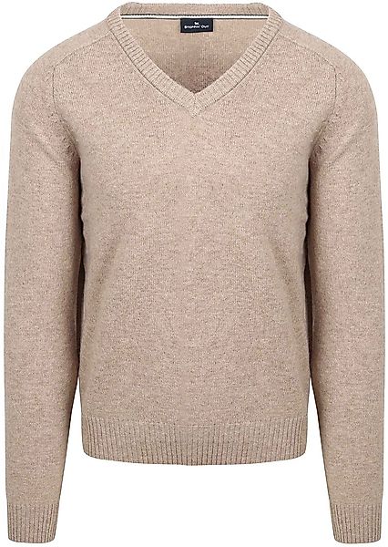 Steppin' Out Pullover V-Ausschnitt Lammwolle Beige - Größe L günstig online kaufen
